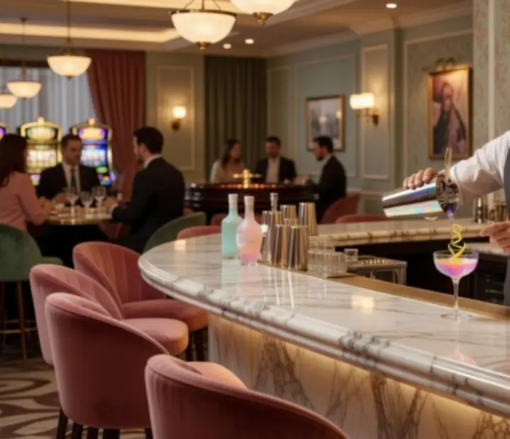 Cocktail coloré dans une ambiance de bar feutrée