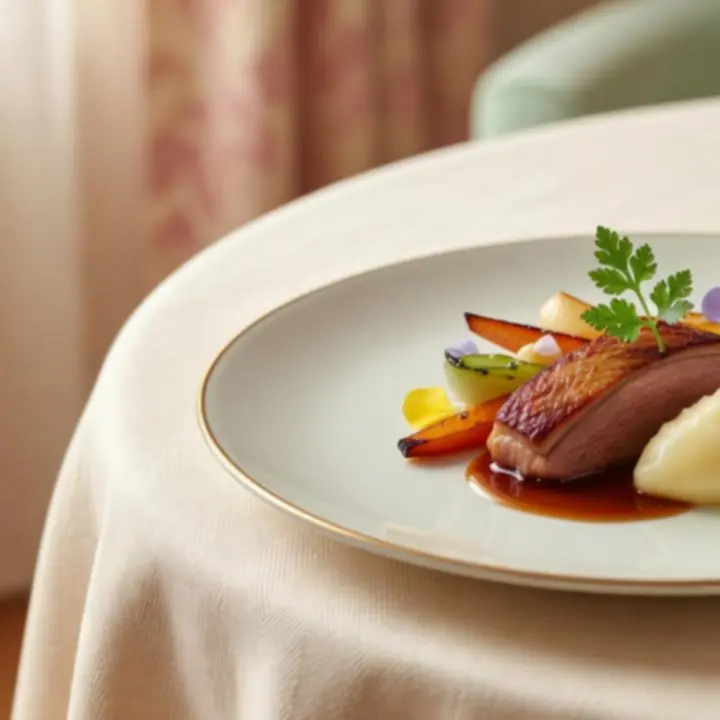 Assiette gastronomique française présentée avec élégance au BelCantoir