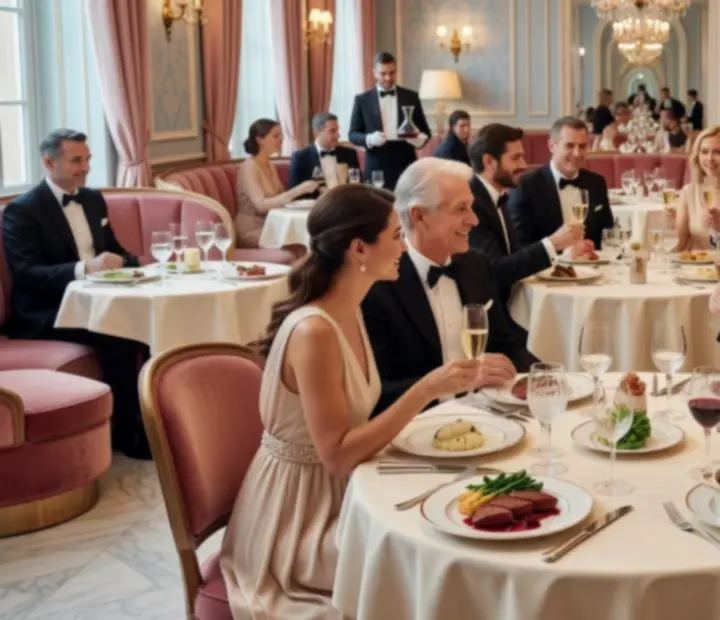 Table de restaurant élégante avec cartes de poker, verres et ambiance chaleureuse.